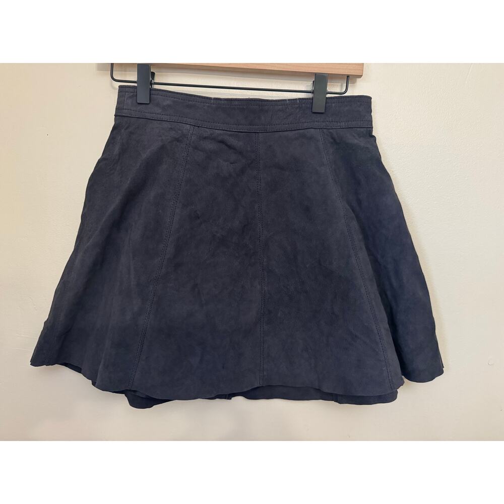 Bagatelle Blue Suede Leather Skirt Small Western Boho Festival Mini Retail $198 - Picture 2 of 8